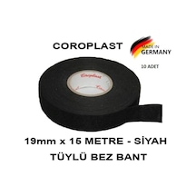 Coroplast 10 Adet Bez Bant Tüylü Yanmaz Kumaş Kablo Sarma Bantı 19mm 15mt