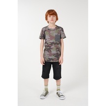 Brz Kids Kamuflaj Baskılı Erkek Çocuk Kısa Kollu T-Shirt Çok Renkli