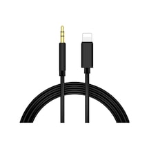 Apple Uyumlu iPhone  Aux Kablosu Lightning To 3.5mm Jack Çevirici Dönüştürücü Siyah Bluetooth Gerektirmez