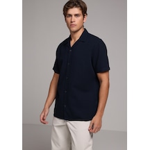 Colin's Colins Regular Fit Apaj Yaka Düz Erkek Lacivert Kısa Kol Gömlek Cl1080094 Q1.v2 Nav