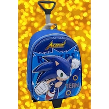 Tezzgelsin Kirpi Sonic 2-6 Yaş Anaokulu Kreş 5d Kabartmalı Çekçekli Tekerli Sırt Çantası Ve Okul Çantası Çok  Renkli