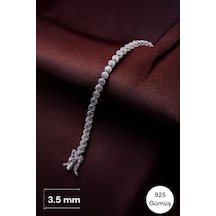 Modagümüşevi 925 Ayar Gümüş Su Yolu Kadın Bileklik Yuvarlak Kesim 3.5 Mm
