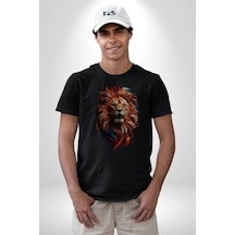 Renkli Kaplan Kükrüyor Unisex Unisex Siyah Organik Baskılı T-shirt Penye Yüksek Kalite Siyah