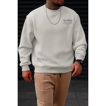 Benroma 3 İplik Penye The Happıes Baskılı Unisex Sweatshırt Gri