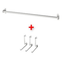 Mutfak Duvar Rayı Uzunluk 56 Cm + 3 Adet Kanca İkea Çelik Askı