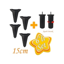 Serdivan 6'lı Set Mobilya Tv Ünitesi Çekyat Koltuk Kanepe Ayarlı M8 Destek Ayağı 15 Cm Siyah Baza Ayak
