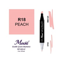 Çift Uçlu Marker Grafik Çizim Kalemi 18 Şeftali Pembe