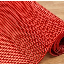 Clourmat Kırmızı Kaydırmaz Petek Paspas kırmızı 120cmx300cm
