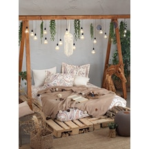 Boho Chic Çift Kişilik Battaniye Takımı - Cappuccino