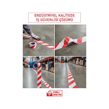 Etr 5111 Yapışkanlı Zemin İşaretleme Bandı Kırmızı Beyaz Uyarı Bandı