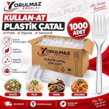 Plastik Çatal 1000 Adet Şeffaf Kullan At Tek Kullanımlık Yemek Çatalı Kahverengi