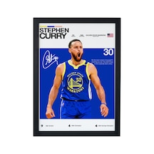 Stephen Curry 3 Sayı Ustası Ahşap Çerçeveli Poster Tablo Şık Tasarım Siyah