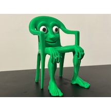 Yeşil Sandalye Adam Figürü - 3d Yazıcı Sürrealist Biblo - İnsan Bacaklı Sandalye