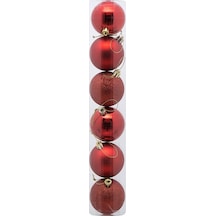 Yılbaşı Ağacı Süsleri 4 Cm Kırmızı Top Süs 6 Lı Paket Kırmızı Yeni Yıl Süsleri