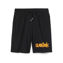 Slam Dunk Letter Logo Erkek Siyah Şort 001