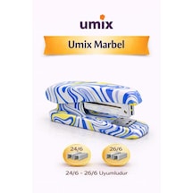 Umix Marbel Desenli Zımba Makinesi 24/6 26/6 Uyumlu Renkli Ofis & Okul Zımbası