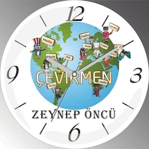 Kişiye Özel Çevirmen Çap 30cm Sessiz Akar Bombeli Gerçek Cam Duvar Saati Siyah