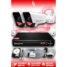 Bayicam 2 Kameralı Süper 2 Dış Kamera Set 2 TB 5 MP 2K Net Gece Görüşlü Güvenlik Kamerası Sistemi