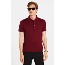 Tudors Erkek Slim Fit Dar Kesim Pamuklu Örme Triko Bordo Polo Yaka Tişört-34242 Bordo