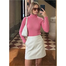Onno Style Women Fitilli Balıkcı Yaka Basic Kazak Pembe