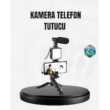 Profesyonel Vlog Çekim Kiti Led Işıklı Tripod Mikrofonlu Semeglbl - 67 Telefon Seti Çok Renkli