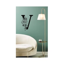 Ahşap Çiçek Işlemeli V Harfi Duvar Dekoru 30 Cm Mdf Tablo