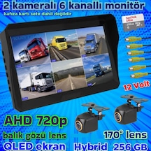 2 Adet 170 Derece Balık Gözü Kamera 10 İnç 6 Kanallı Qled Ekran