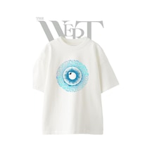Thewert Siber Goz Tasarım Baskılı Ünisex Beyaz Oversize T-shirt