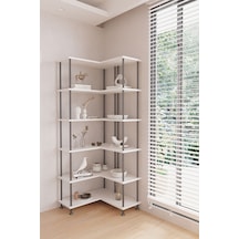 Çevir Kur Beyaz Köşe Kitaplık Çok Amaçlı Dekoratif Raf Ünitesi 71 74 177 Cm Beyaz