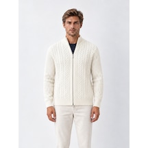 Xint Ekru Regular Fit Dik Yaka Hırka 801779