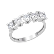 Beştaşlı Alyans 14 Ayar Beyaz Altın Yüzük 4.00 Gram