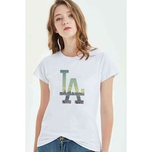 La Basketbol Baskılı Beyaz Kadın Tshirt