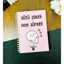 Sütü Çilekli Seni Sürekli Tasarımlı Konuşan Ajanda Çok Renkli