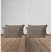 4'lü Kadife Dokulu Kırlent Kılıfı Vizon-1897 - Vizon