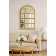 Ant Home Pencere Model, Ayna, Duvar Aynası, Salon Aynası, Dressuar Aynası, Ahşap Lake Boyalı Gold