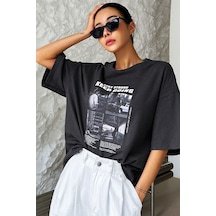 Unisex Keepgoing Baskılı Tasarım Tshirt Siyah