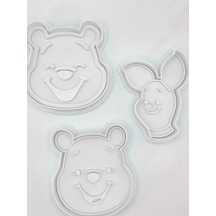 Winnie The Pooh Temalı Kurabiye Kalıbı Seti 3 Lü Sevimli Karakter Figürlü Kalıp Beyaz