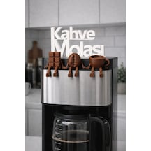 Kahve Molası Dekoratif Yazı + Sallanan Ayaklı 3 Lü Figür Seti Mutfak Kahve Köşesi Süs
