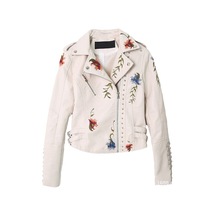 Ikkb Sonbahar Düz Renk Moda İşlemeli Perçin Kadın Ceket Beyaz