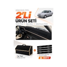 E-biz Renault 9 Broadway 1985-2000 Uyumlu Torpido Örtüsü + Tay Tüyü Çanta - Siyah-bej - Re003