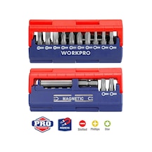 Workpro Wp221062 13 Parça Manyetik Cr-v Vidalama Bits Uç Seti