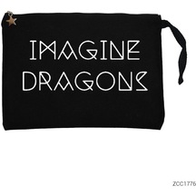 Imagine Dragons Text Siyah Clutch Astarlı Cüzdan / El Çantası