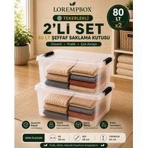 Lorempbox 80 Lt Tekerlekli Şeffaf Saklama Kutusu 2'li Set Diğer