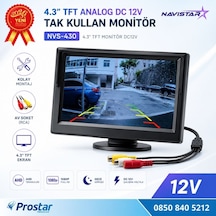 4.3 İnç Tft Analog Araç Monitörü Tak Kullan Rca, Dc 12v Geri Görüş Ekranı