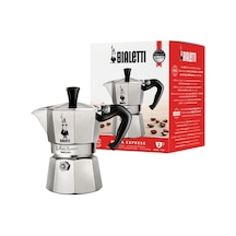 Moka Express: 2 Cups Ocak Üstü Espresso Pişirici - 90ml - Gümüş Renk - Alüminyum Gövde - Patentli Güvenlik Valf