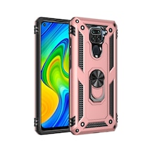 Xiaomi Redmi Note 9 Uyumlu Kılıf Sofya Yüzüklü Silikon Kapak - Rose