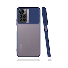 Noktaks - Xiaomi Uyumlu Xiaomi Redmi Note 11 Pro Plus 5g - Kılıf Slayt Sürgülü Arkası Buzlu Lensi Kapak - Lacivert T19680 Lacivert