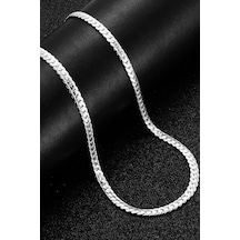 Ezme Hasır Yassı Yılan Model Çelik Erkek Kolye Zincir Eck36-2 Gümüş