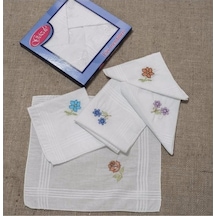 Gözde Işlemeli Bayan Mendili 12 Adet 28X28 Cm 100 Pamuk (453051892)