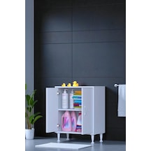 Eliusta Arden 80 Cm Beyaz 2 Bölmeli Banyo Düzenleyici Dolap 1 Raflı Çok Amaçlı Mutfak Dolabı 80x75x32,5 Cm Beyaz
